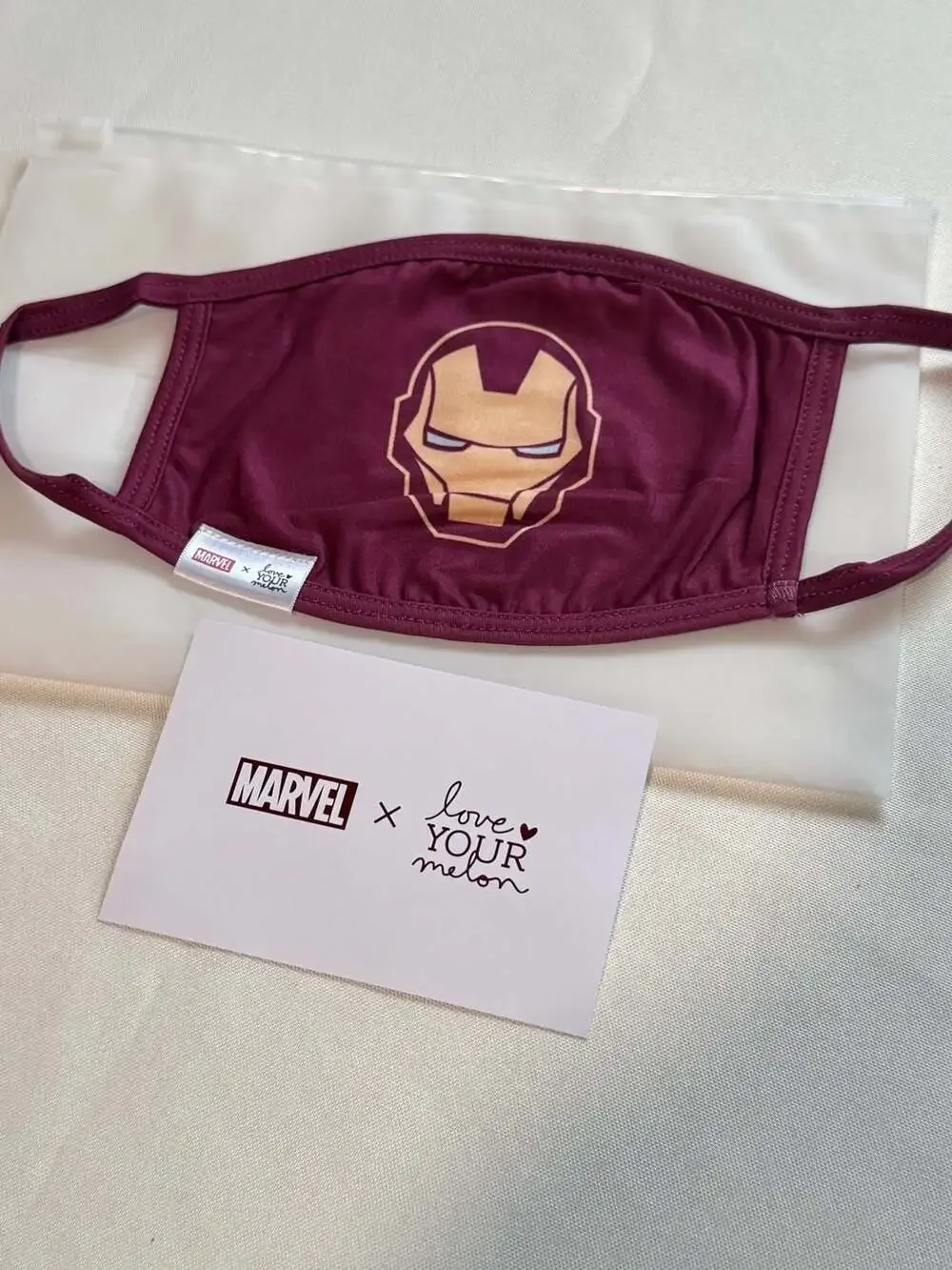 Marvel Iron Man Love Your Melon Adult Face Mask NIP Rare Collectible Superhero